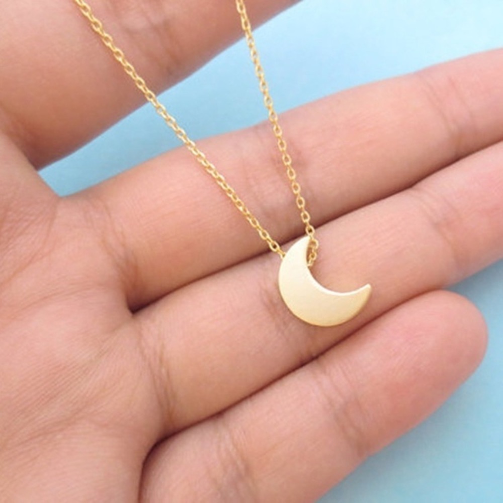 Crescent moon necklace - silver or gold available - Picture 2 of 4